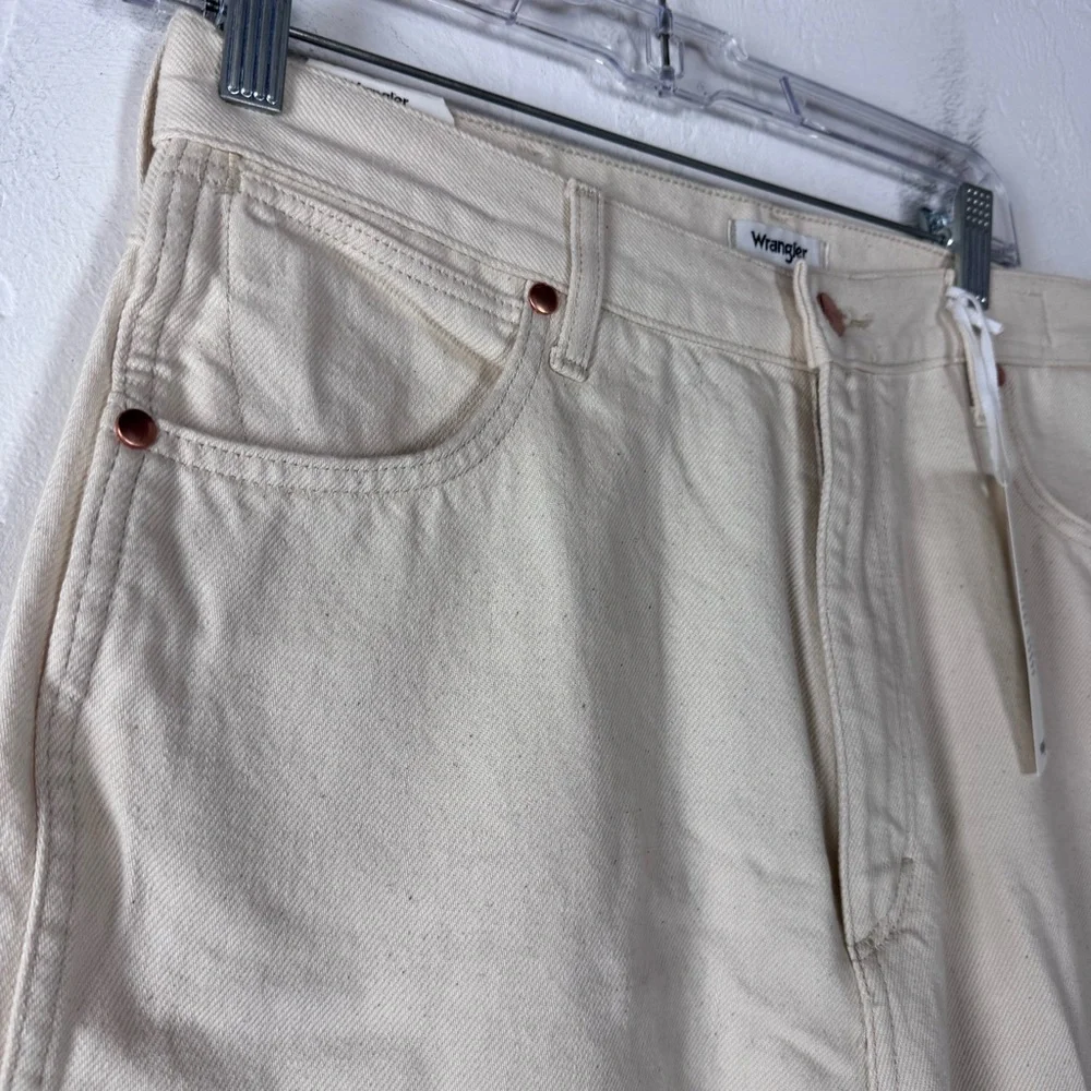 Wrangler Jeans Denim Wild West High Rise Straight Cream Twill Ecru White Wash - Picture 5 of 12
